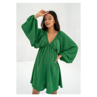 Letní zelené šaty MOSQUITO s výstřihem do V