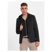 Ombre Men's blazer with detachable underlining and hood - black