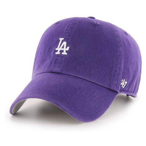 Bavlněná baseballová čepice 47brand MLB Los Angeles Dodgers fialová barva, s aplikací 47 Brand