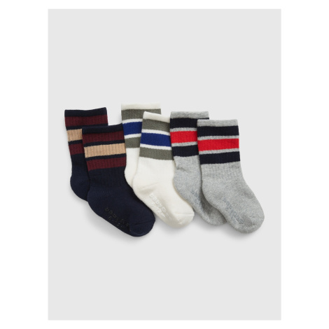 Sada tří párů dětských ponožek v šedé, bílé a tmavě modré barvě GAP