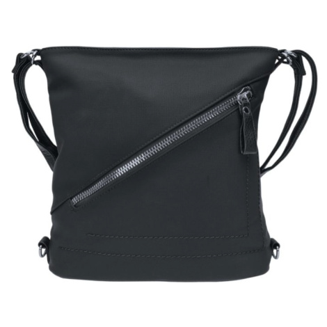 Střední černý kabelko-batoh 2v1 s šikmým zipem Tapple