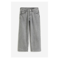 H & M - Baggy Wide Low Ankle Jeans - šedá