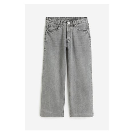 H & M - Baggy Wide Low Ankle Jeans - šedá H&M