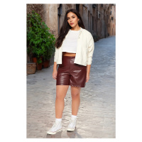 Trendyol Curve Burgundy Mini/Short Faux Leather Bermuda Shorts