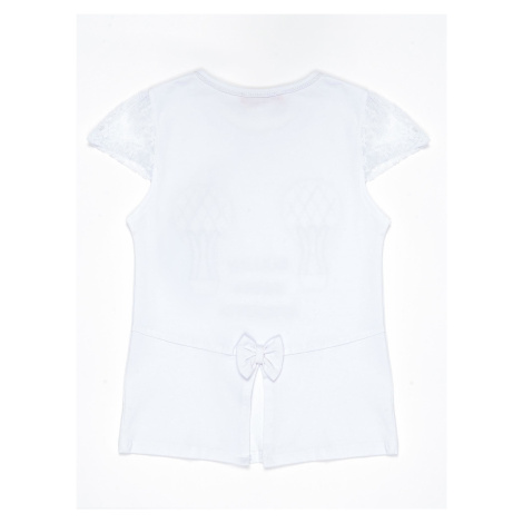 Bílé tričko pro dívky s krajkovými rukávy FPrice