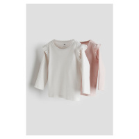 H & M - Žebrované žerzejové triko 2 kusy - růžová