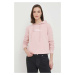 Bavlněná mikina Calvin Klein Jeans dámská, růžová barva, s kapucí, s potiskem