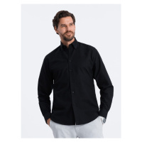 Ombre Clothing Elegantní černá košile oxford V3 OM0114