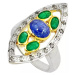 AutorskeSperky.com - Stříbrný prsten s tanzanitem,smaragdy a diamanty 0.50 kt - S3035