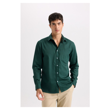 DEFACTO Regular Fit Polo Collar Gabardine Long Sleeve Shirt