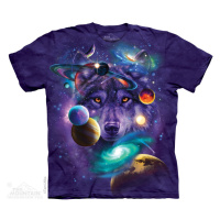 Pánské batikované triko The Mountain Vesmírný vlk - fialová