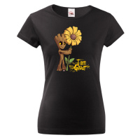 Dámské tričko s potiskem Groot a květina - ideální dárek pro fanoušky Marvel