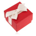 Matná červená krabička na prsten, přívěsek a náušnice, krémová mašle