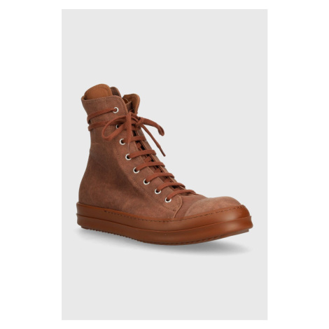 Kecky Rick Owens Denim Shoes Sneaks pánské, hnědá barva, DU01D1800.SCFT.545454
