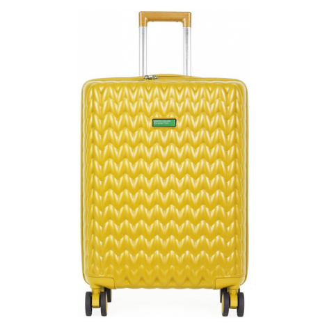 United Colors of Benetton Skořepinový cestovní kufr KNIT Medium 60 l - žlutá