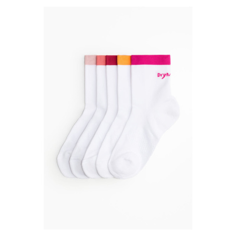 H & M - Sportovní ponožky z materiálu DryMove™ 5 párů - bílá H&M