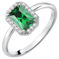 Morellato Třpytivý stříbrný prsten se zeleným kamínkem Tesori SAIW76 56 mm