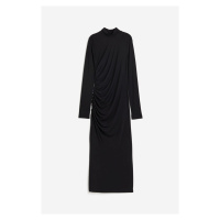 H & M - Nabírané šaty's vysokým límcem - černá