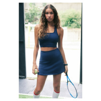 Trendyol tmavě námořnicky modrá reflexní potištěná dvouvrstvá tenisová pletená sportovní sukně s