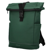 Trendy studentský roll-top batoh Servalen, tmavě zelený