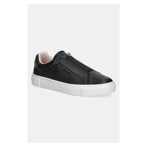 Kožené sneakers boty Calvin Klein CUPSOLE SLIP ON W/ML - LTH černá barva, HW0HW02289