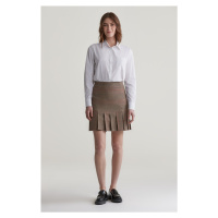 SUKNĚ GANT CHECKED PLEATED SKIRT CUMIN BEIGE