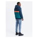 Men's sporty colorful retro jacket - navy blue and orange V3 OM-JALP-0175