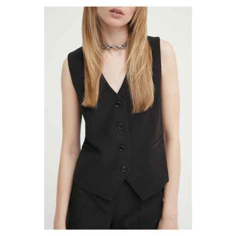 Vesta Bruuns Bazaar RubySusBBBielle waistcoat černá barva, jednořadá, BBW4062