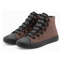 Ombre Men's shoes sneakers with combined materials - brown