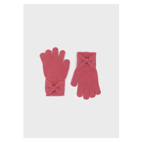 Rukavice pletené s mašličkou tmavě růžové MINI Mayoral