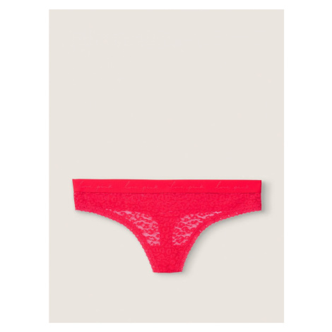 Tanga Victorias Secret Pink Lace Logo červená