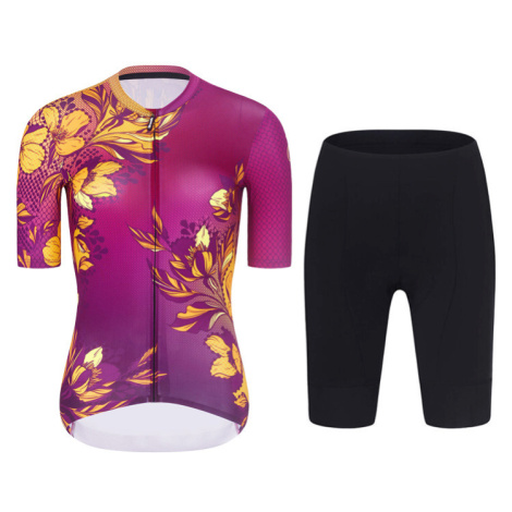 RIVANELLE Cyklistický krátký dres a krátké kalhoty - BAROC - žlutá/fialová