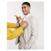 ASOS DESIGN wedding super skinny suit jacket in stretch cotton linen in stone-Neutral