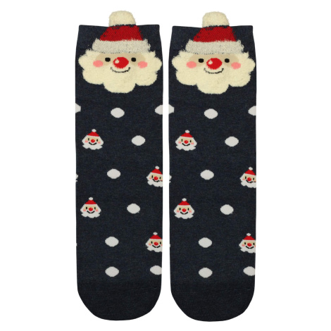 Vánoční vysoké ponožky dámské Santa tmavě modrá Aura.Via