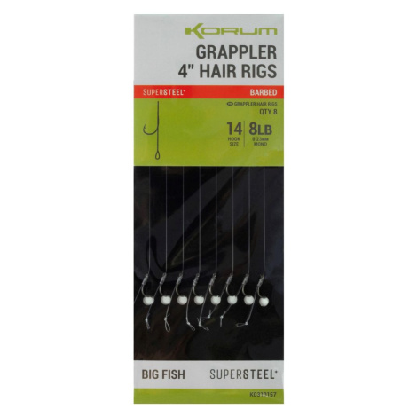 Korum návazec grappler 4” hair rigs barbed 10 cm - velikost háčku 14 průměr 0,23 mm nosnost 8 lb