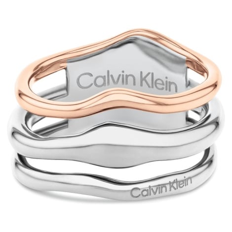 Calvin Klein Módní dámský bicolor prsten z oceli CK Wavy 35000651 56 mm