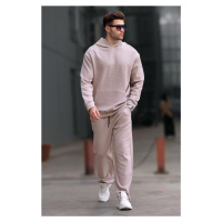 Madmext Beige Hooded Straight Leg Men's Tracksuit Set 5934