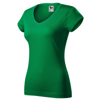 Dámské tričko s V-výstřihem zúžené, trávově zelená