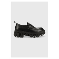 Kožené mokasíny Tommy Jeans CHUNKY LOAFER LTHER dámské, černá barva, na platformě, EN0EN02177