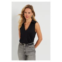 Cool & Sexy Women's Polo Neck Blouse Black