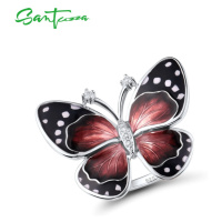 Stříbrný prsten bordový motýl FanTurra