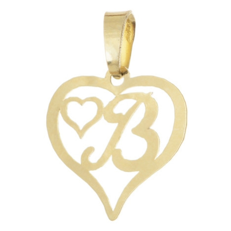 Přívěšek srdce s písmenem B ze žlutého zlata ZZ0583FF + dárek zdarma