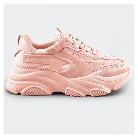 Růžové šněrovací tenisky na platformě (WH2120) Sweet Shoes