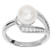 Brilio Silver Nadčasový stříbrný prsten s pravou perlou a zirkony ML05699A