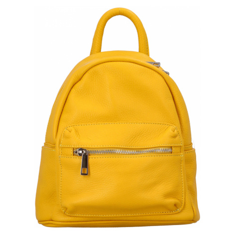 Městský kožený batoh Chris, žlutý Delami Vera Pelle