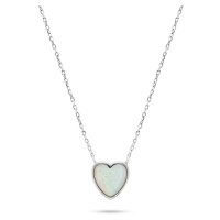 Brilio Silver Slušivý stříbrný náhrdelník Srdce s opálem NCL74W