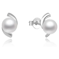 Beneto Elegantní stříbrné perlové náušnice AGUP2668P