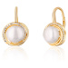 JwL Luxury Pearls Luxusní žlutě zlacené náušnice s pravými říčními perlami JL0768