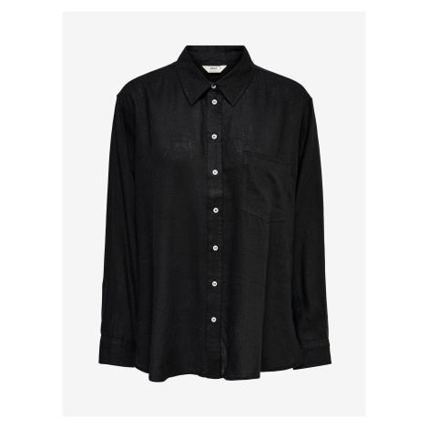 Černá volná lněná košile ONLY Tokyo