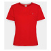 Tommy Hilfiger Tommy Jeans dámské červené tričko SLIM FIT JERSEY C-NECK